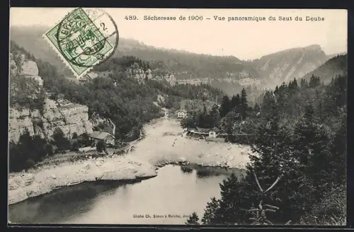 AK Saut du Doubs, Vue panoramique, Sécheresse de 1906