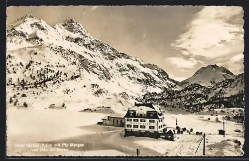 AK Maloja, Hotel Maloja-Kulm mit Piz Margna und Mte. del Fiorno