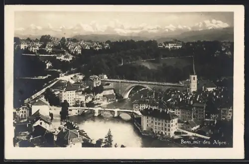 AK Bern, Teilansicht mit Alpen