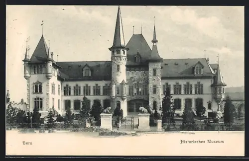 AK Bern, Historisches Museum mit Vorplatz