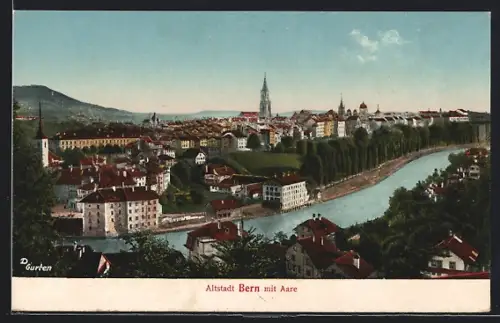 Künstler-AK sign. D. Gurten: Bern, Altstadt mit Aare