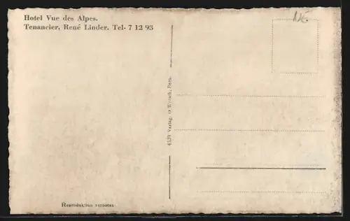 AK Vue des Alpes, Hotel Vue des Alpes, Tenancier René Linder