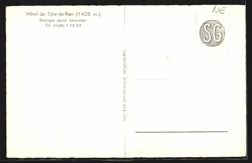 AK Tête-de-Ran, Hôtel Tête-de-Ran, Georges Jacot. tenancier