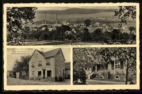 AK Albshausen /Wetzlar, Ortsansicht, Kolonialwaren Karl Wörner, Landjahrlager