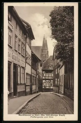 AK Nordhausen a. Harz, Pfaffengasse und Dom