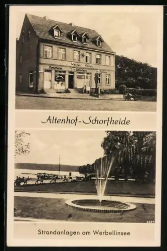 AK Altenhof /Schorfheide, Gasthaus Walter Strich, Strandanlagen am Werbellinsee