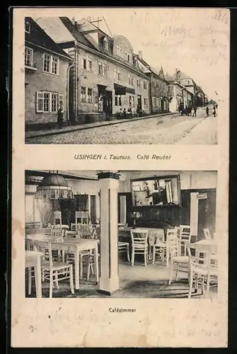 AK Usingen i. Taunus, Café Reuter, Cafézimmer