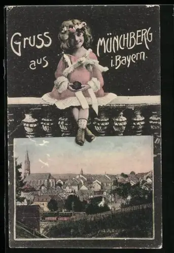 AK Münchberg i. Bayern, Stadtansicht mit Kirche