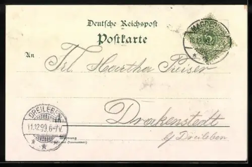 Lithographie Druxberge, Danzmann`s Gasthof, Kühne`s Gesellschaftsgarten, Bode`s Gasthof und Dorfstrasse