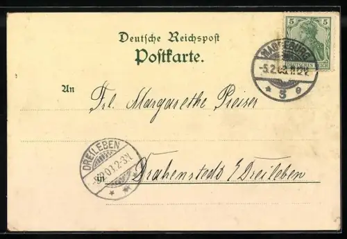 Lithographie Magdeburg, Cafe & Gasthaus Schützenhaus von G. Dey