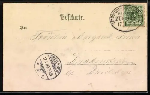 Lithographie Kl. Wanzleben, Bahnhof, Zucker-Fabrik, Kriegerdenkmal und Parkansicht