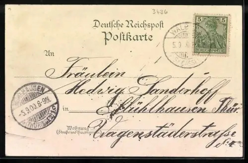 Lithographie Walburg i. Hessen, Kirche, Schule, Ruine Reichenbach