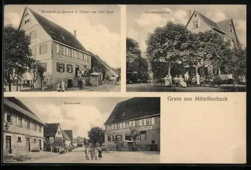 AK Mittelfischach, Gasthof zum Löwen, Bes. Carl Haaf, Karlstrasse