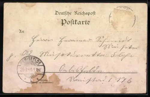 Lithographie Mieste, Handlung von C. Möhring, Molkerei, Bahnhofm Stärkefabrik, Dorfstrasse