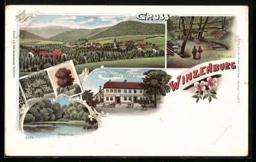 Lithographie Winzenburg, Gasthof zur Winzenburg von Johann Wessels