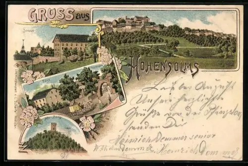 Lithographie Hohensolms, Post, Schloss, Alte Burg