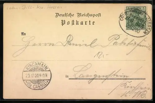 Lithographie Asslar, Gasthof H. Zipp, Station Asslar, Gartenwirthschaft