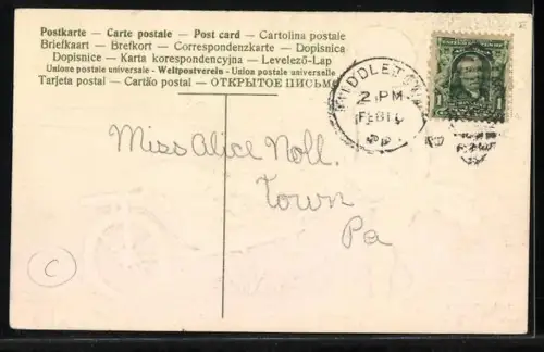 Präge-AK Amor mit Schubkarre voller Herzen und Vergissmeinnicht