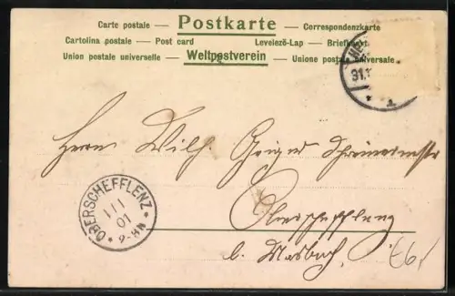 AK Kleine Engel beobachten Amor von einer Wolke aus