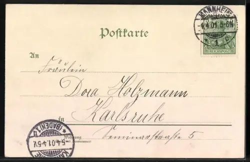 AK Osterkükenpaar zieht einen Wagen mit Osterhasen