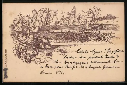 AK Feiernde Zwerge im Grünen