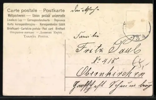 Präge-AK Engelchen in Wintermänteln hatten einen Autounfall