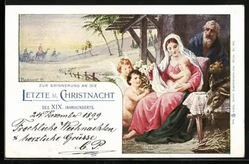 AK Weihnachtsengel an der Krippe, Zur Erinnerung an die letzte heilige Christnacht im XIX. Jahrhundert