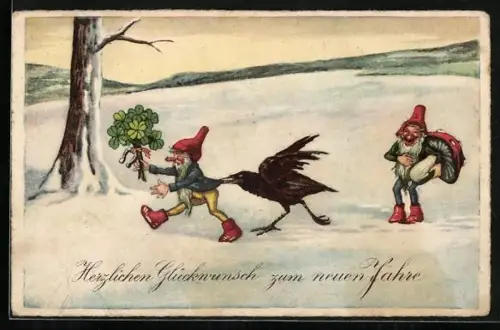 AK Rabe ärgert einen Zwerg, Neujahrsgruss