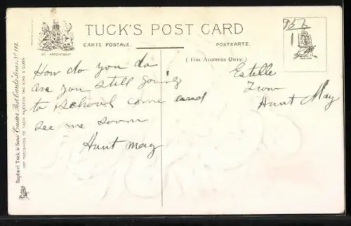 Präge-AK Kinder mit Osterhasen und Vergissmeinnicht