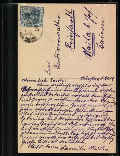 AK Kleiner Engel tröstet eine trauernde Frau