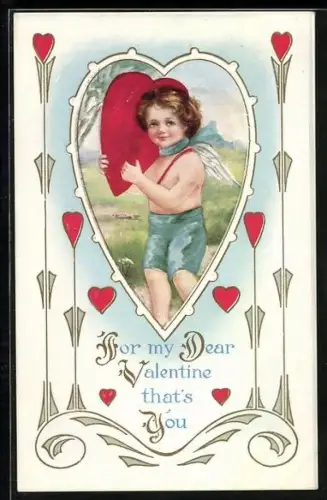AK Amor trägt ein rotes Herz auf der Schulter, Valentinstag