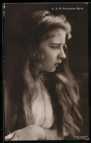 AK A.S.-R. Principesa Maria, Portrait mit langen Haaren