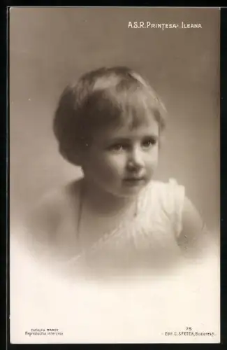 AK A.S.R. Printesa Ileana im Trägerkleidchen, Kinderportrait