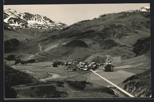 AK Bivio am Julierpass, Gesamtansicht mit Umgebung aus der Vogelschau