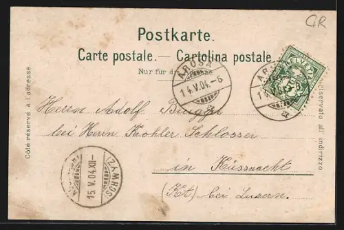 AK Arosa, Teilansicht v. Hohenfels aus