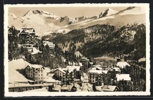 AK Arosa, Ortsansicht im Winter aus der Vogelschau