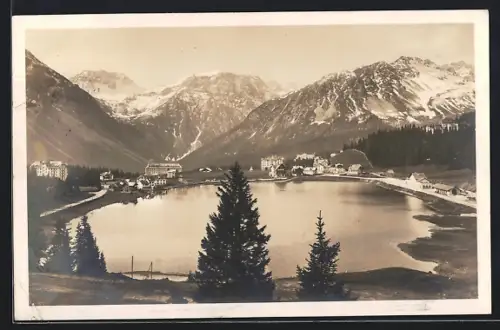 AK Arosa, Obersee, Ortsansicht aus der Vogelschau