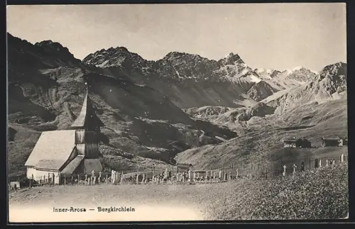 AK Arosa, Inner-Arosa, Bergkirchlein mit Umgebung