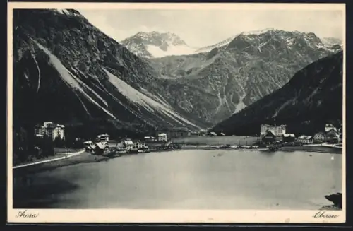 AK Arosa, Obersee, Ort aus der Vogelschau