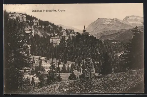 AK Arosa, Bündner Heilstätte mit Umgebung