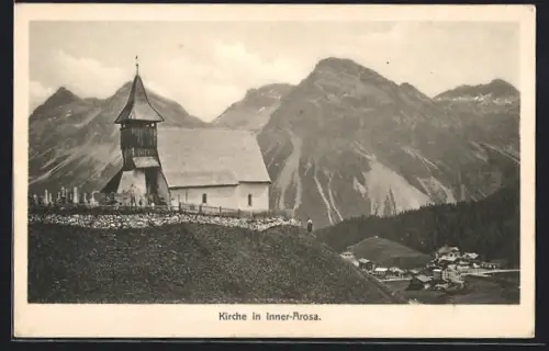 AK Arosa, Inner-Arosa, Kirche mit Umgebung