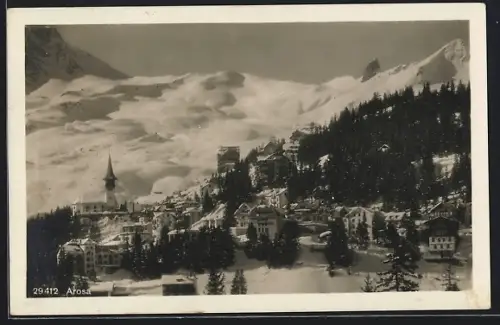 AK Arosa, Ortsansicht im Winter