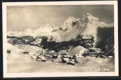 AK Arosa, Ortsansicht im Winter aus der Vogelschau