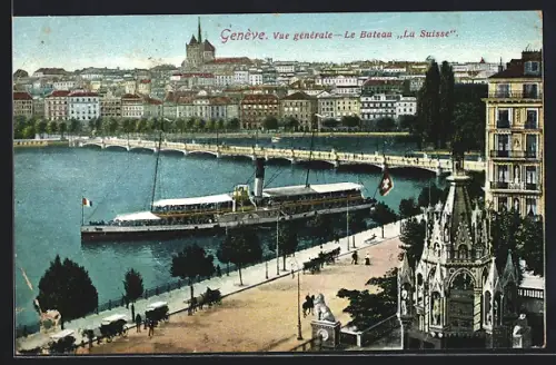 AK Genève, Vue generale, Le Bateau La Suisse