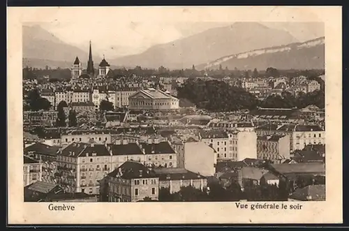 AK Genève, Vue generale le soir