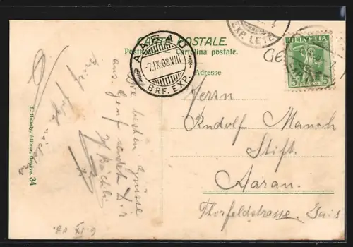 AK Genève, Vue generale le soir