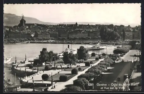 AK Genève, Quai du Mont-Blanc et Vue sur la Ville