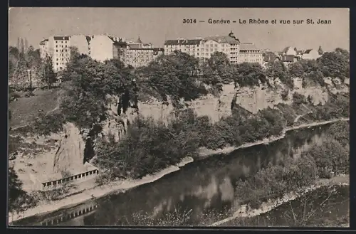 AK Genève, Le Rhone et vue sur St. Jean