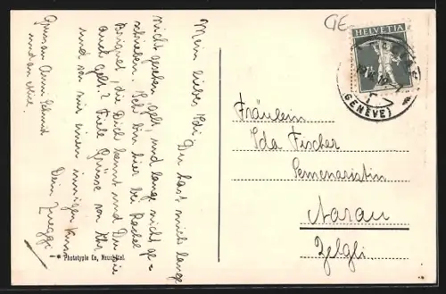 AK Genève, Le Rhone et vue sur St. Jean