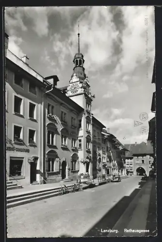 AK Lenzburg, Rathausgasse mit Konditorei A. Streit